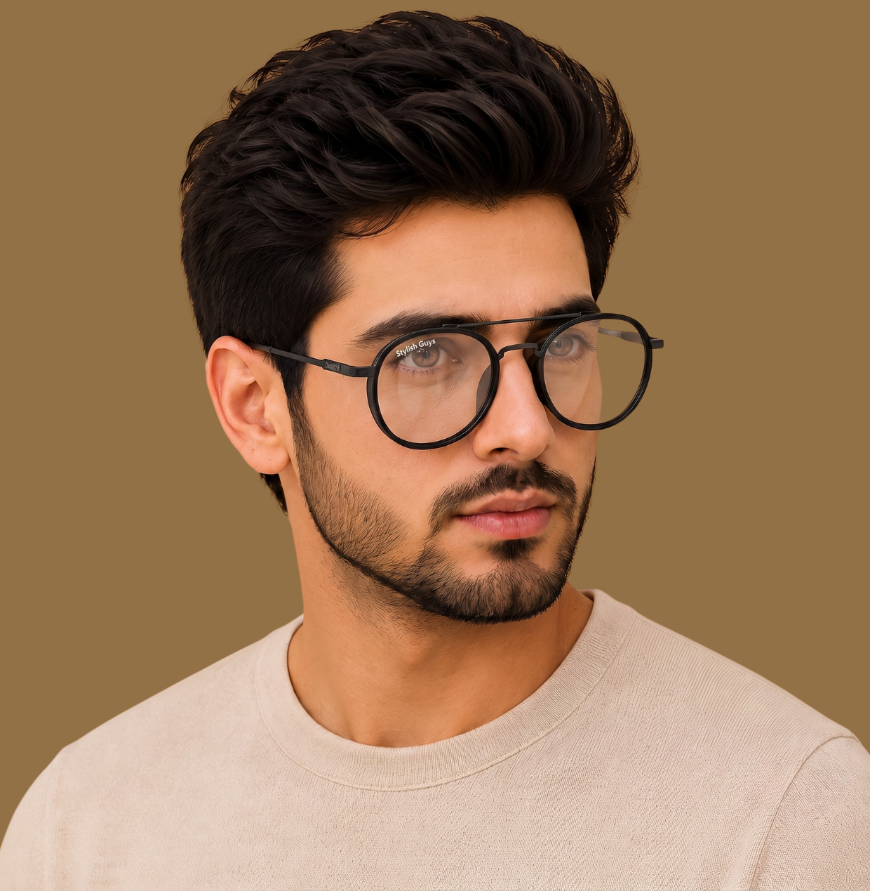 Sunglasses For Men With Clear Glass & Black Frame 4612 Panto Round Sunglass By Sunglasses Deal