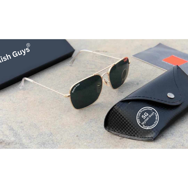Top Trendy Hot New Stylish Attractive Black & Golden 3136 Evergreen UV Protected Sunglasses For King's Men & Women