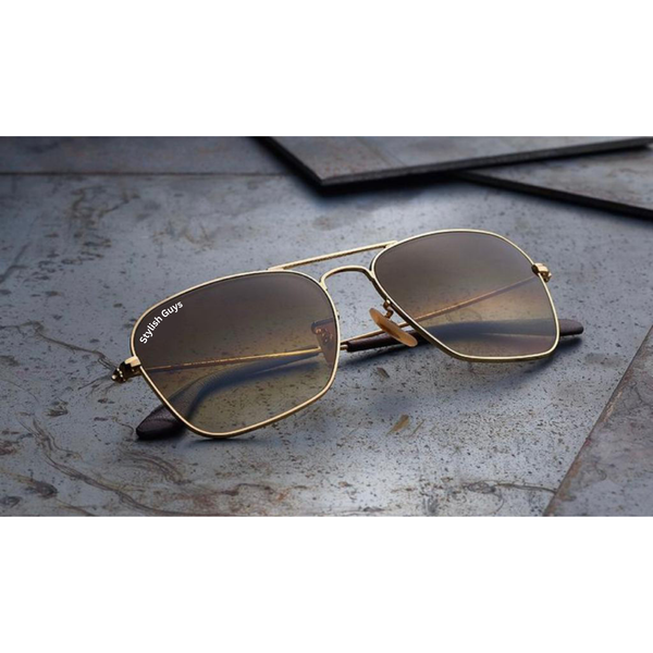 Top Trendy Hot New Stylish Attractive Blue Shade & Golden 3136 Evergreen UV Protected Sunglasses For King's Men & Women