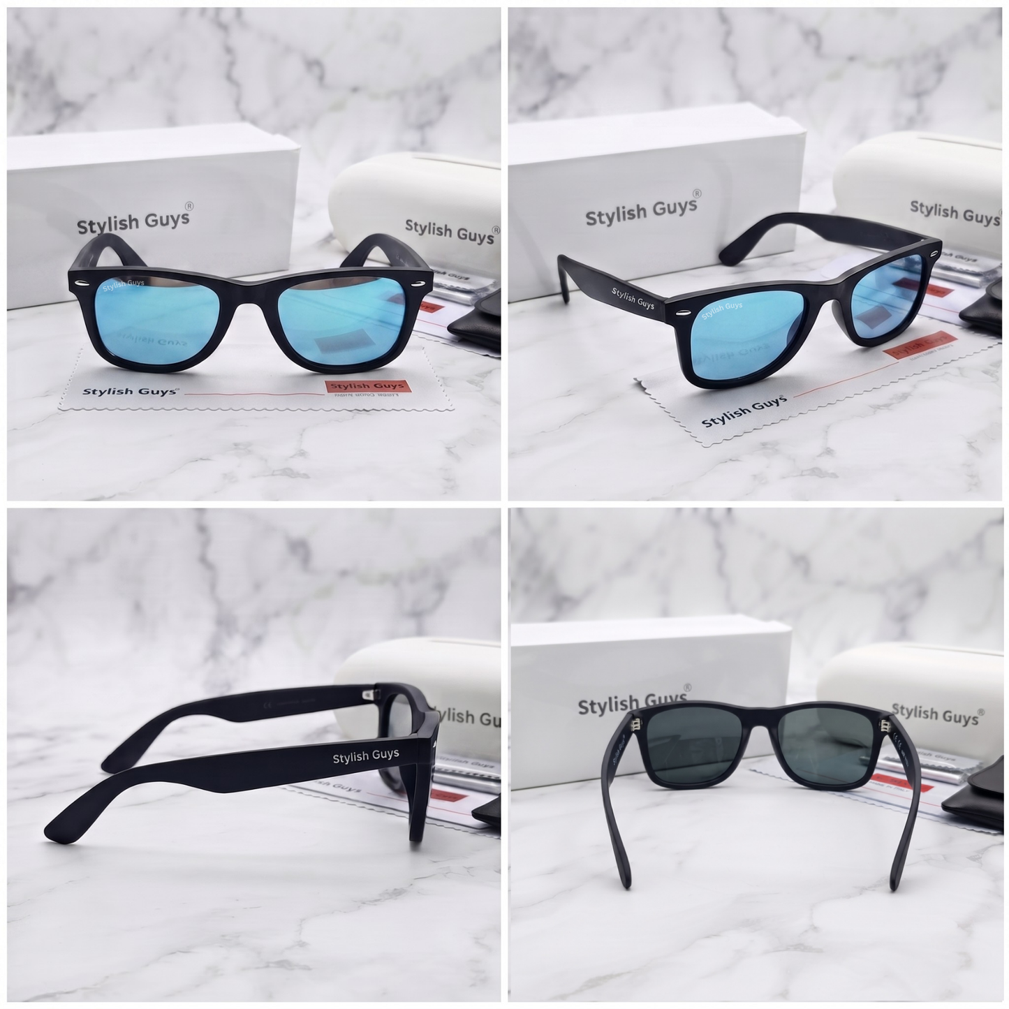 Sunglasses For Men With Aqua Blue Mercury Glass & Black Frame 2140 Wayfarer Sunglass By Sunglasses Deal
