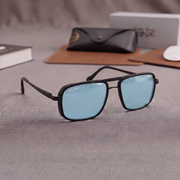 Sunglasses For Men With Candy Blue Glass & Black Frame 4413 Square Sunglass By Sunglasses Deal