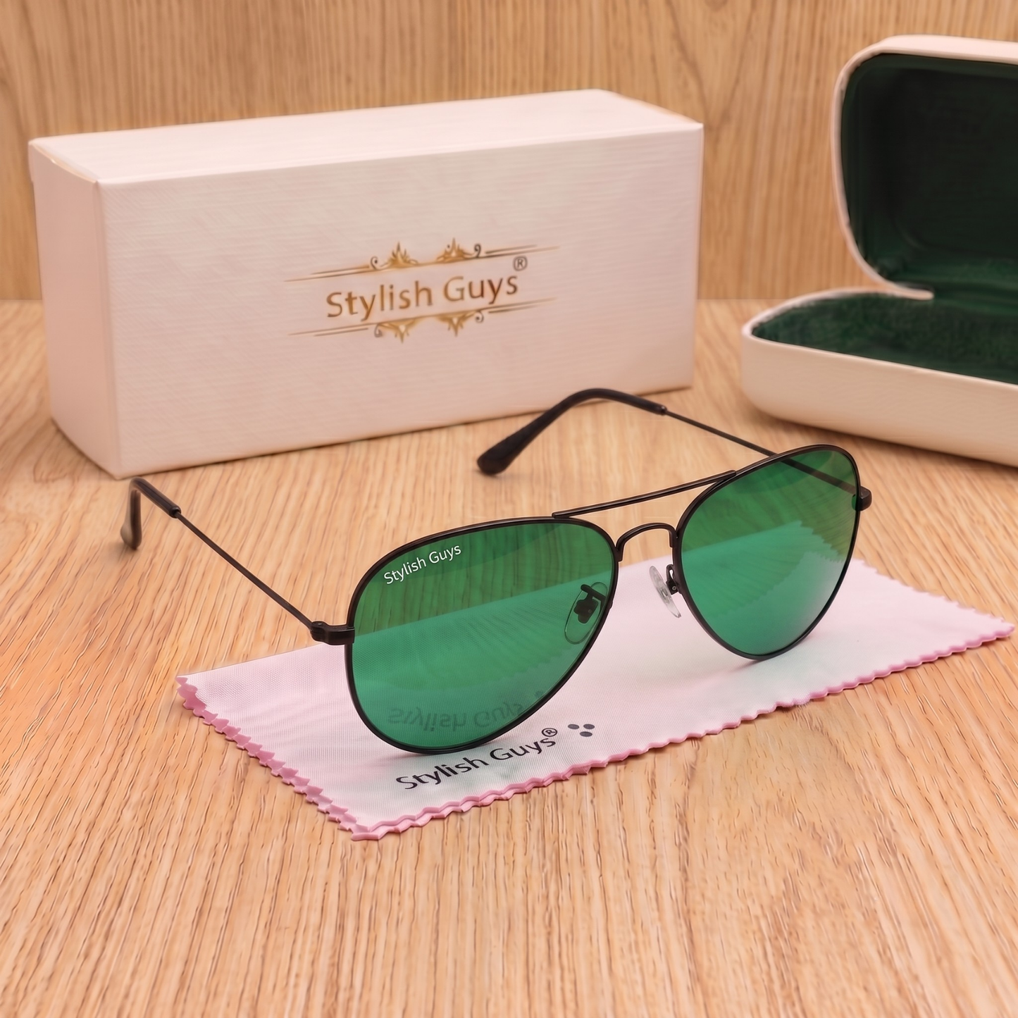 Sunglasses For Men With Green Glass & Black Frame 3026 Aviator Sunglass By Sunglasses Deal
