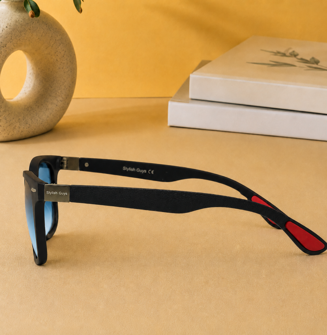 Sunglasses For Men With Blue Shade Glass & Black Frame 4195 Square Sunglass By Sunglasses Deal