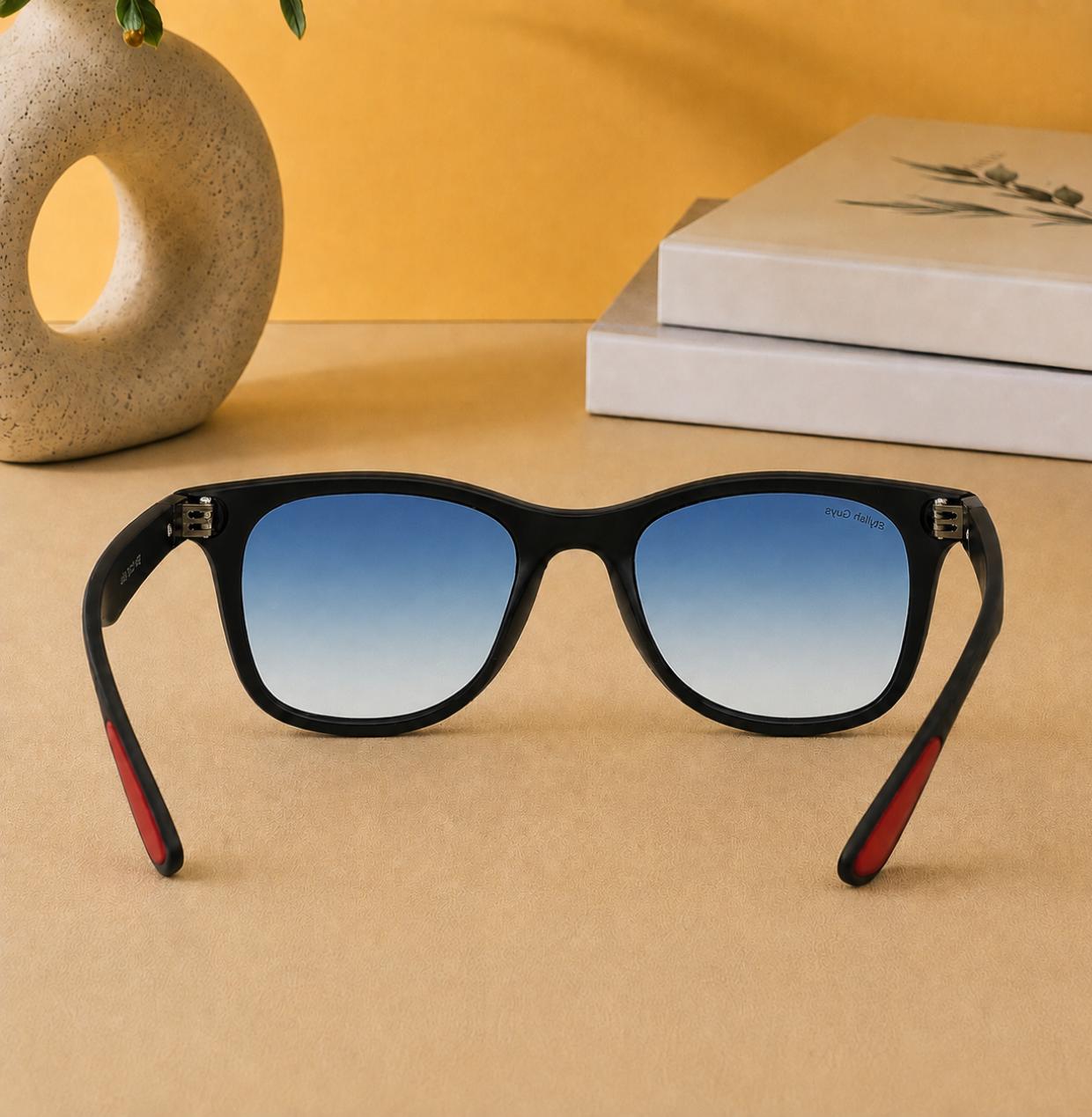 Sunglasses For Men With Blue Shade Glass & Black Frame 4195 Square Sunglass By Sunglasses Deal