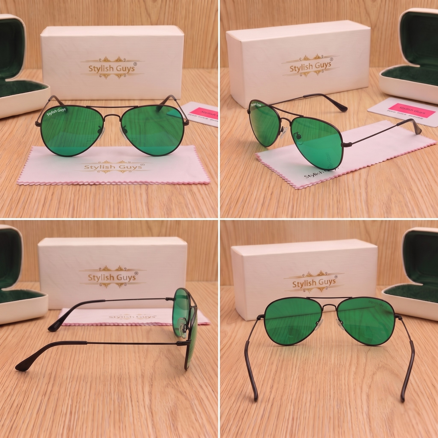 Sunglasses For Men With Green Glass & Black Frame 3026 Aviator Sunglass By Sunglasses Deal