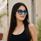 Sunglasses For Men With Blue Shade Glass & Black Frame 4195 Square Sunglass By Sunglasses Deal