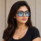 Sunglasses For Men With Candy Blue Glass & Black Frame 4413 Square Sunglass By Sunglasses Deal