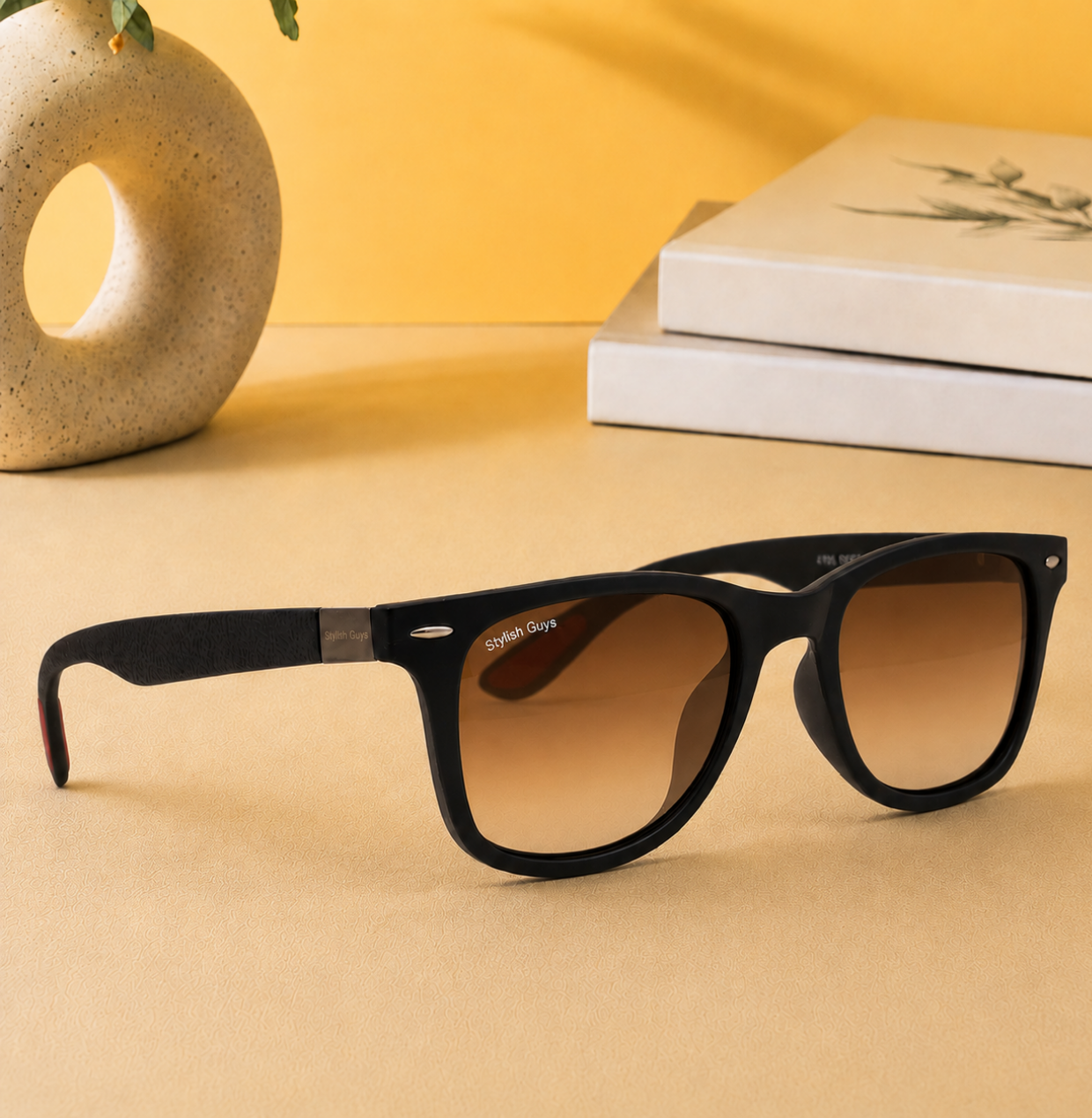 Sunglasses For Men With Brown Shade Glass & Black Frame 4195 Square Sunglass By Sunglasses Deal