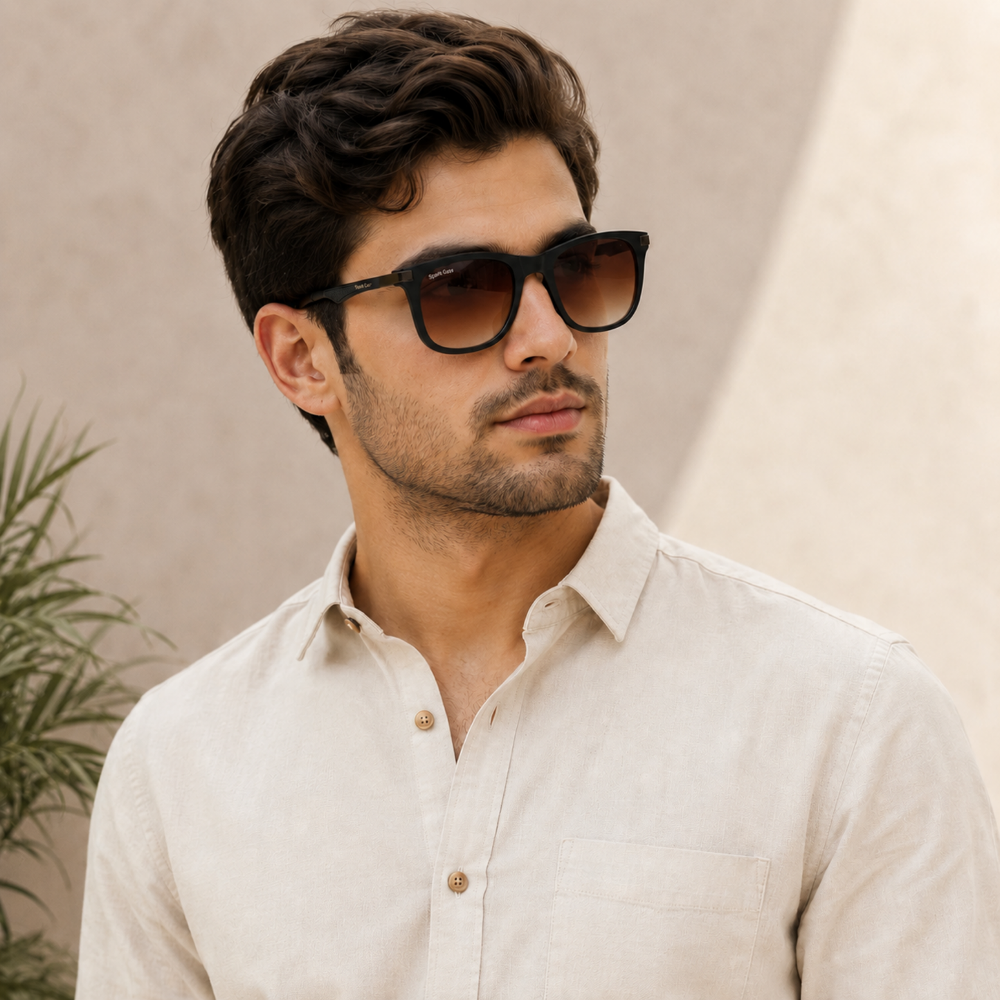 Sunglasses For Men With Brown Shade Glass & Black Frame 4287 Square Sunglass By Sunglasses Deal