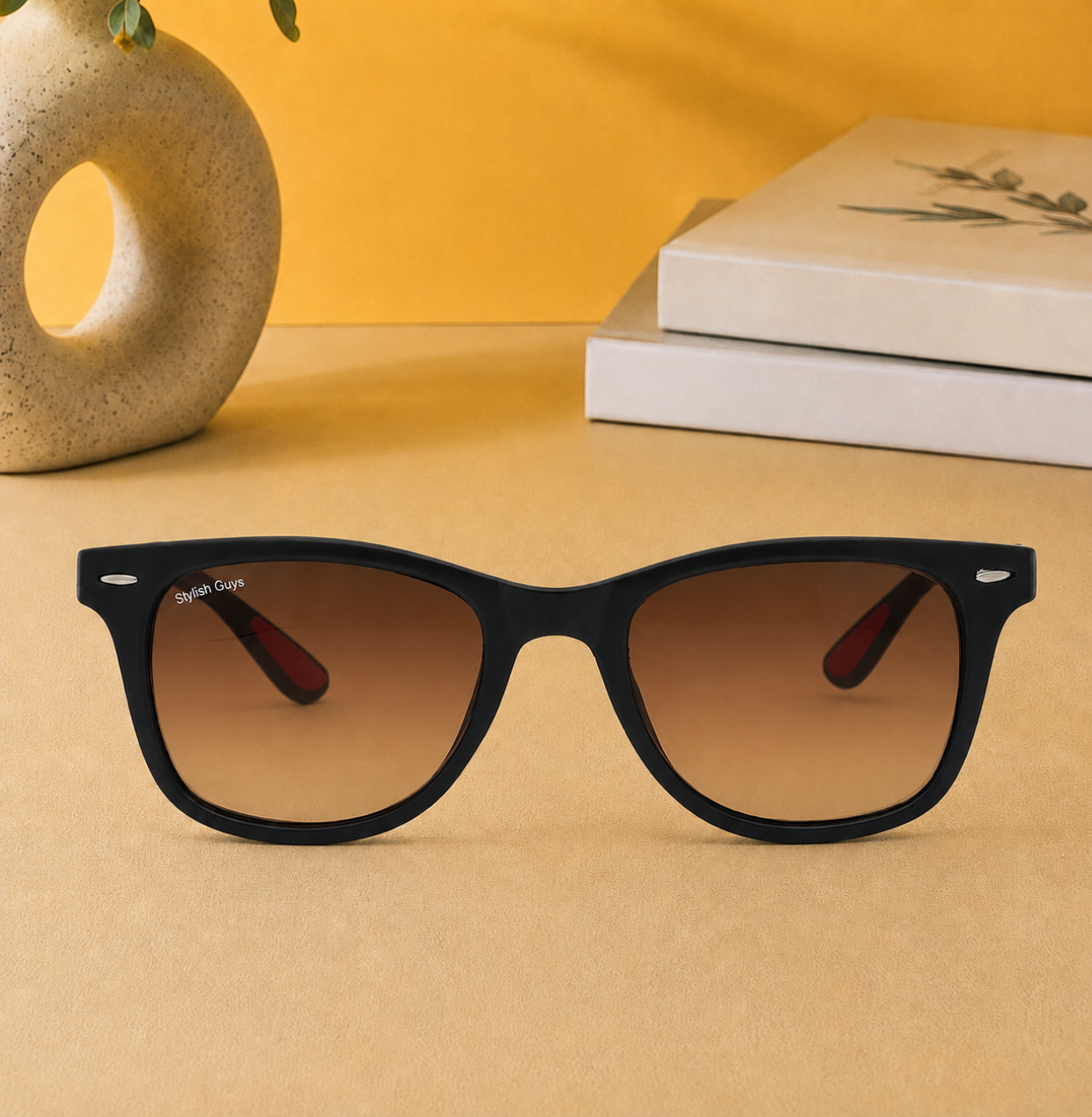 Sunglasses For Men With Brown Shade Glass & Black Frame 4195 Square Sunglass By Sunglasses Deal
