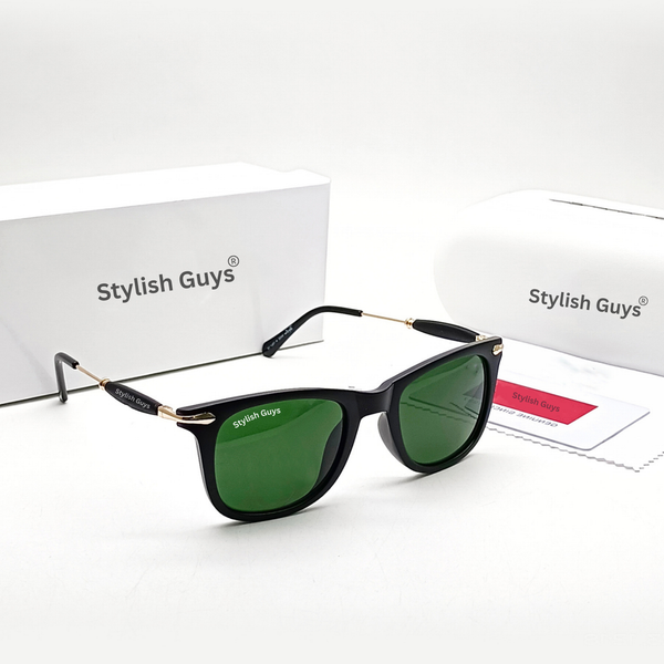 New Fancy Latest Fix Nosed Trending Green mirror & Golden frame Square With Spring Ingis Flexible Frame Hot Favourite Sunglass For Men, Women & Unisex. ( SG - 2148 )