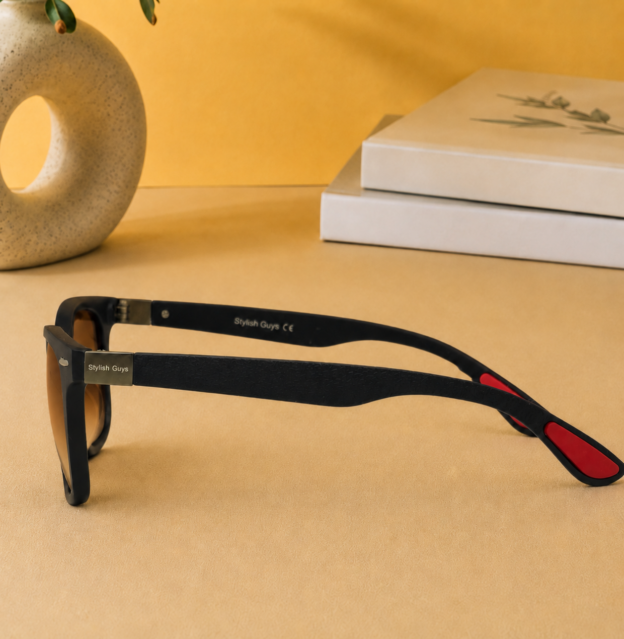 Sunglasses For Men With Brown Shade Glass & Black Frame 4195 Square Sunglass By Sunglasses Deal