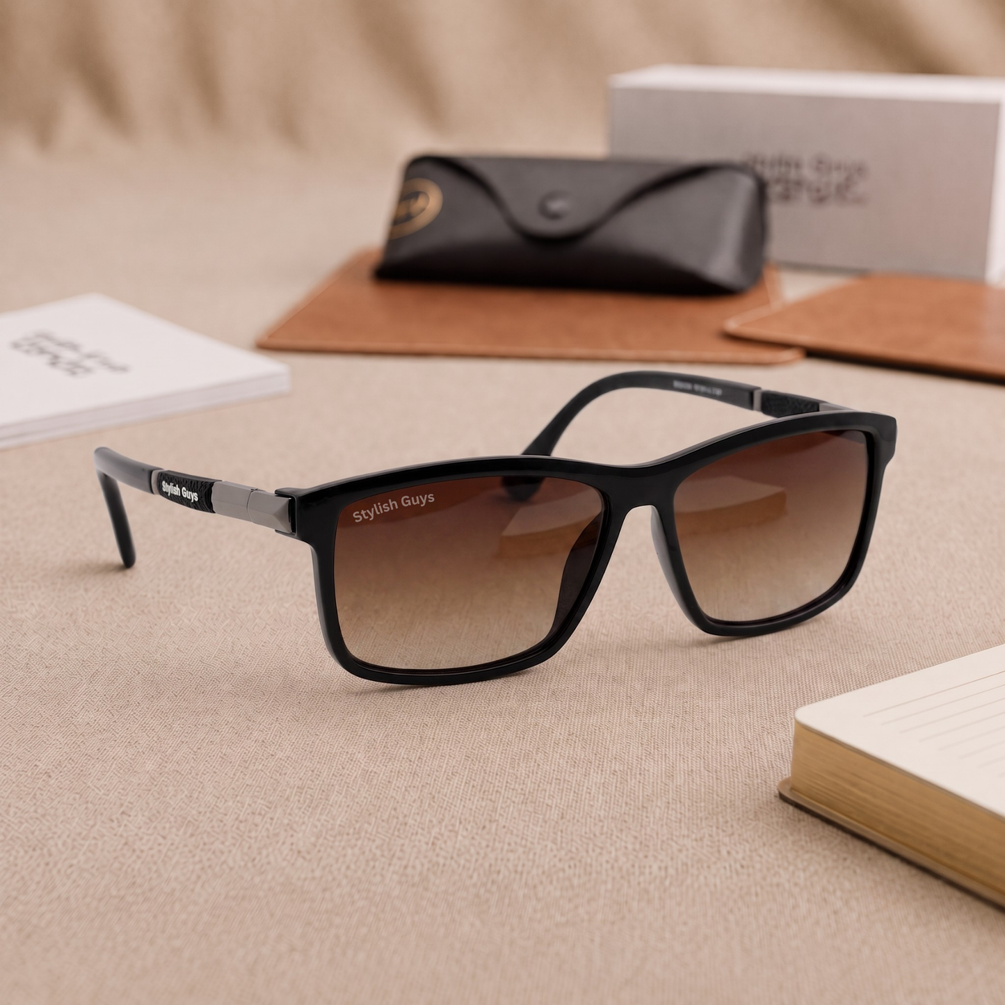 Sunglasses For Men With Brown Shade Glass & Black Frame 4228 Square Sunglass By Sunglasses Deal