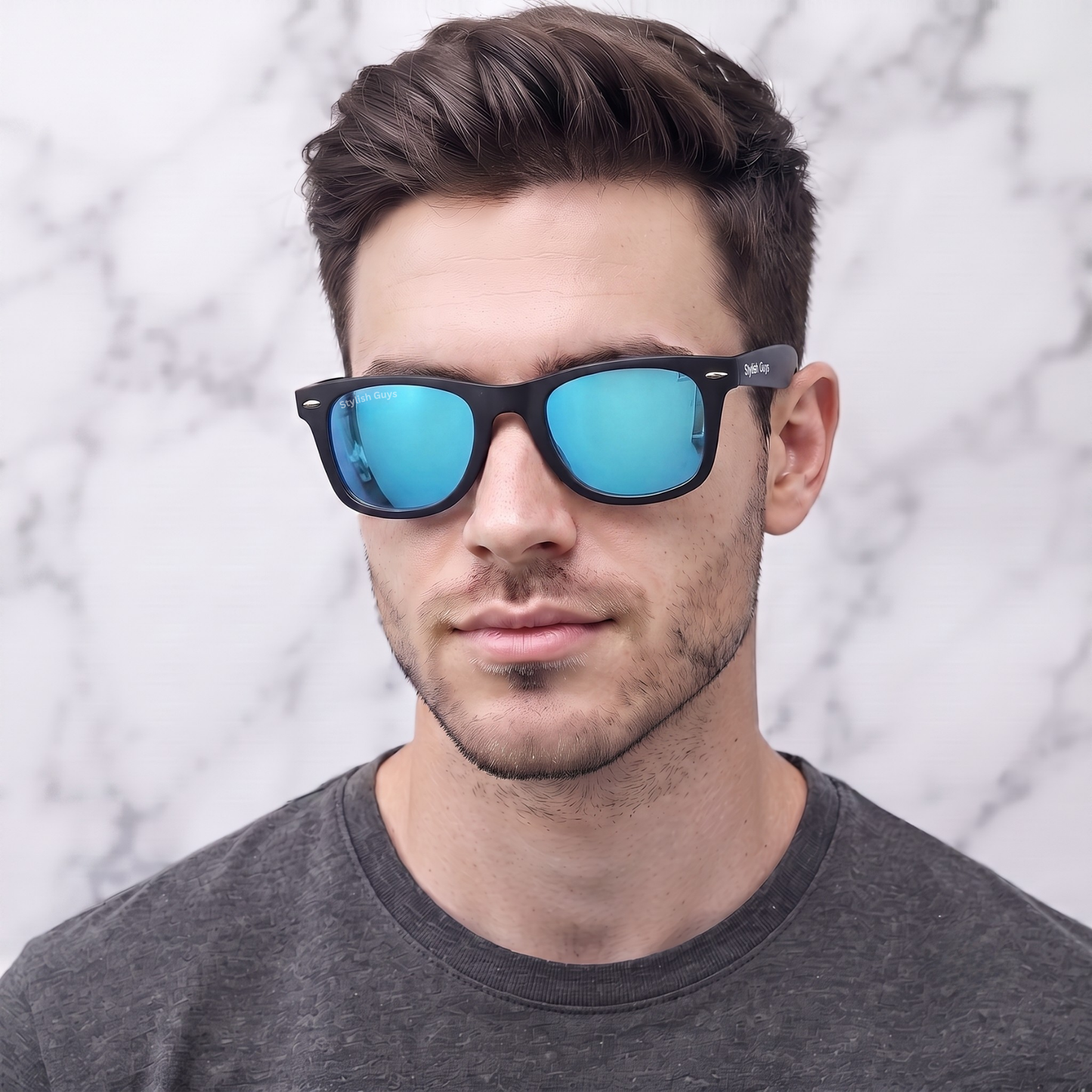 Sunglasses For Men With Aqua Blue Mercury Glass & Black Frame 2140 Wayfarer Sunglass By Sunglasses Deal