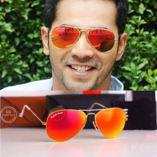 Sunglasses For Men With Orange Mercury Glass & Golden Frame 3026 Aviator Sunglass By Sunglasses Deal