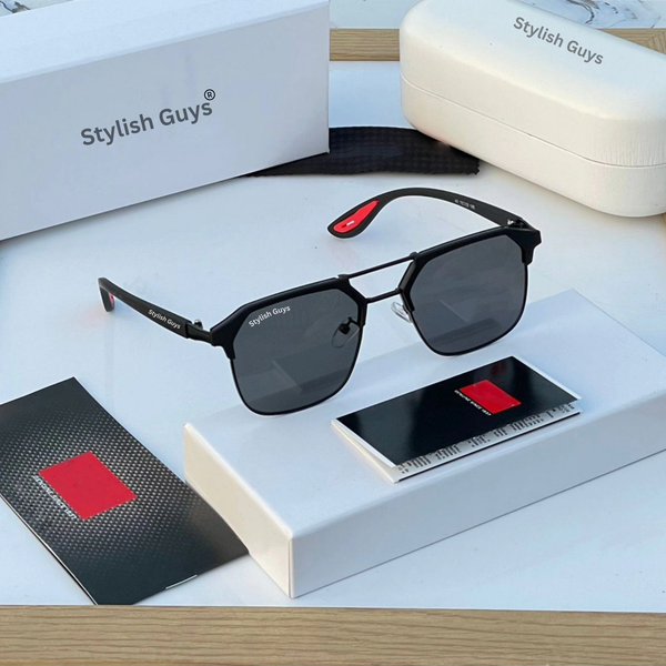 Top Trendy Hot New Stylish Attractive Square Black & Black 04 Evergreen UV Protected Sunglasses For King's Men & Women ( SG-#04 )