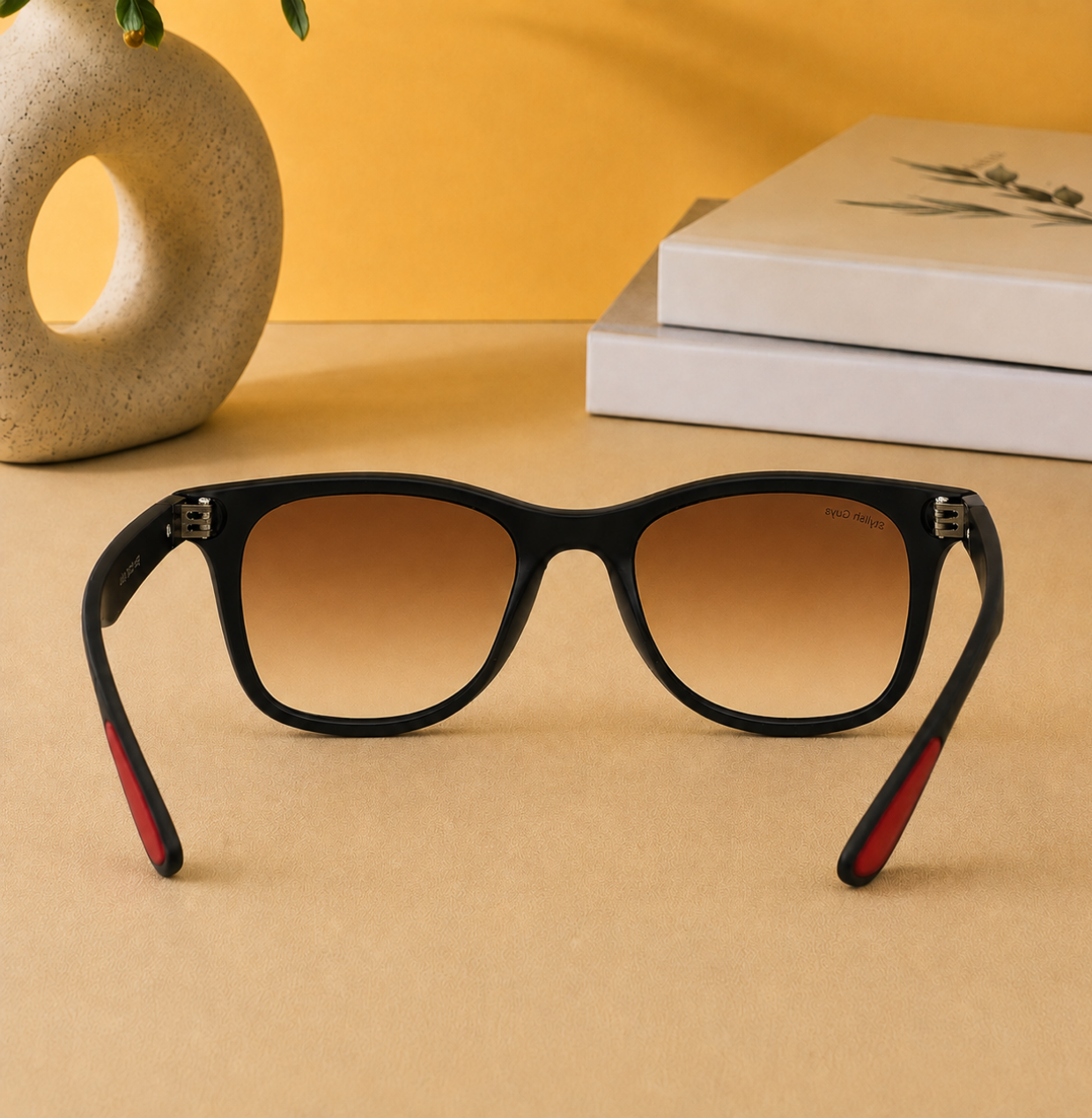 Sunglasses For Men With Brown Shade Glass & Black Frame 4195 Square Sunglass By Sunglasses Deal