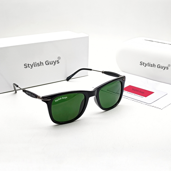 New Fancy Latest Fix Nosed Trending Green mirror & Black frame Square With Spring Ingis Flexible Frame Hot Favourite Sunglass For Men, Women & Unisex. ( SG - 2148 )