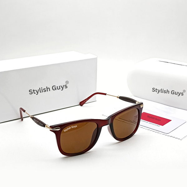 New Fancy Latest Fix Nosed Trending Brown mirror & Golden frame Square With Spring Ingis Flexible Frame Hot Favourite Sunglass For Men, Women & Unisex. ( SG - 2148 )