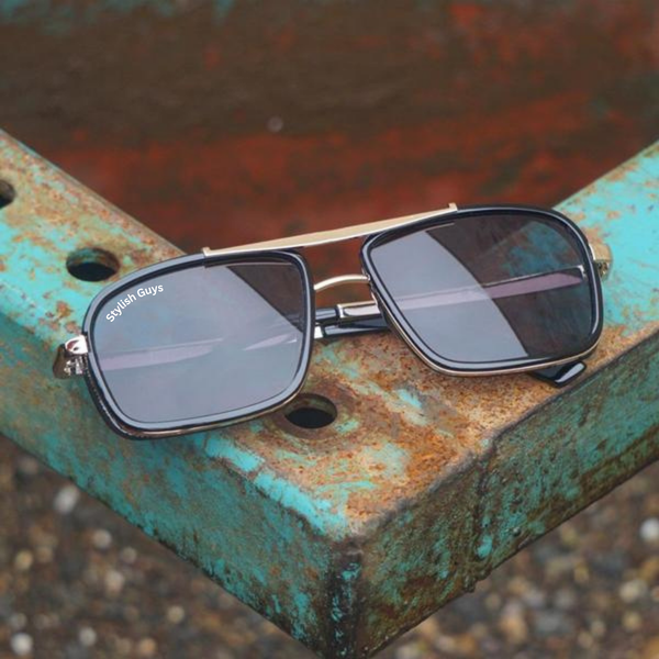 Top Trendy Hot New Stylish Attractive Black & Golden 4413 Evergreen UV Protected Sunglasses For King's Men & Women