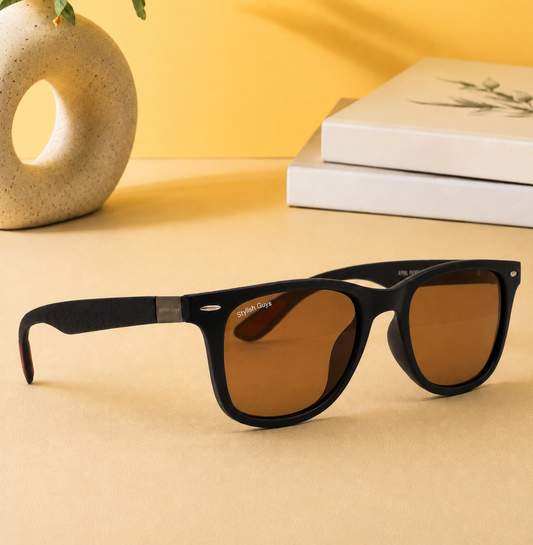 Sunglasses For Men With Brown Glass & Black Frame 4195 Square Sunglass By Sunglasses Deal