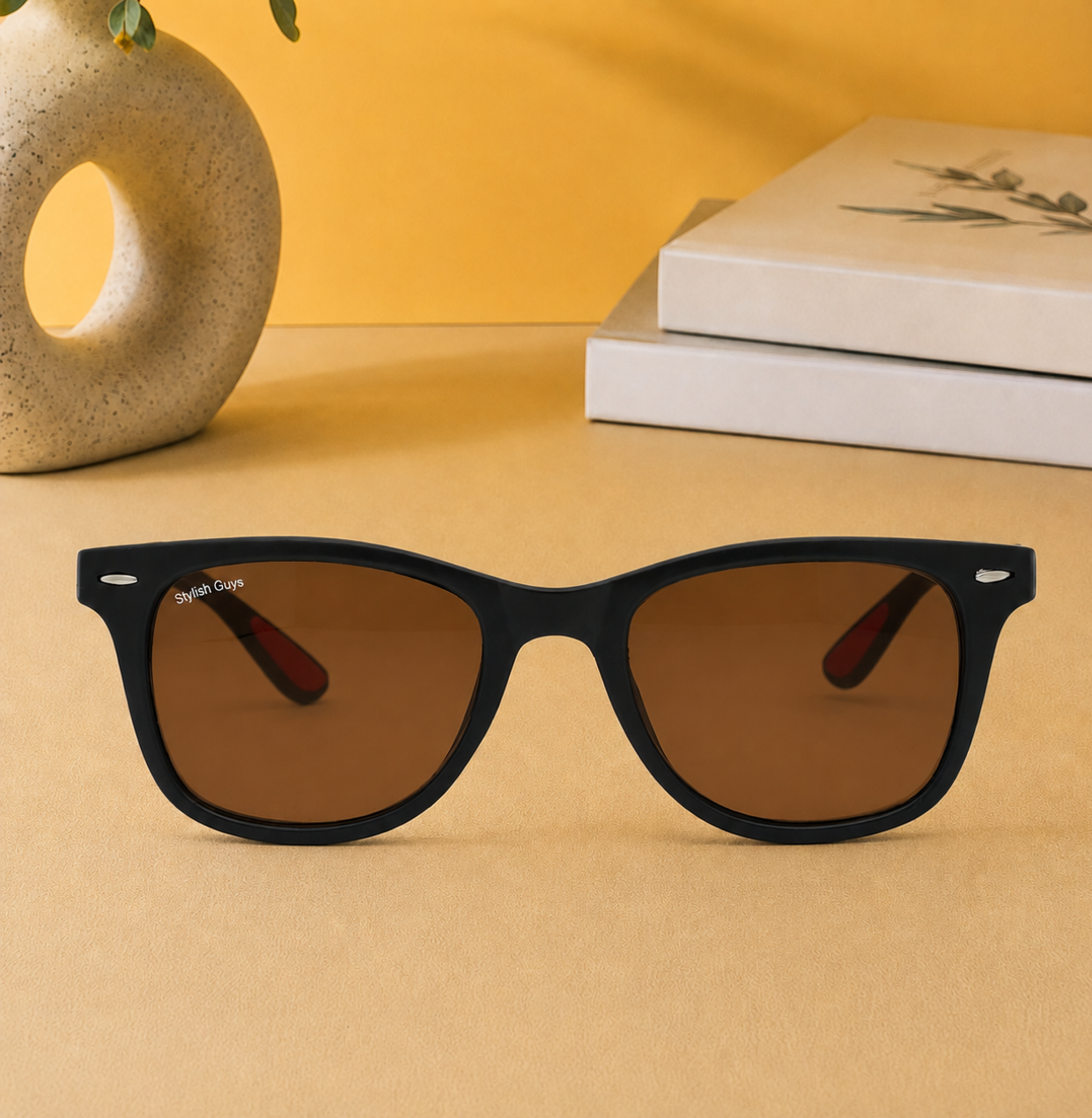 Sunglasses For Men With Brown Glass & Black Frame 4195 Square Sunglass By Sunglasses Deal