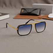 Sunglasses For Men With Aqua Blue Shade Glass & Golden Frame 4413 Square Sunglass By Sunglasses Deal