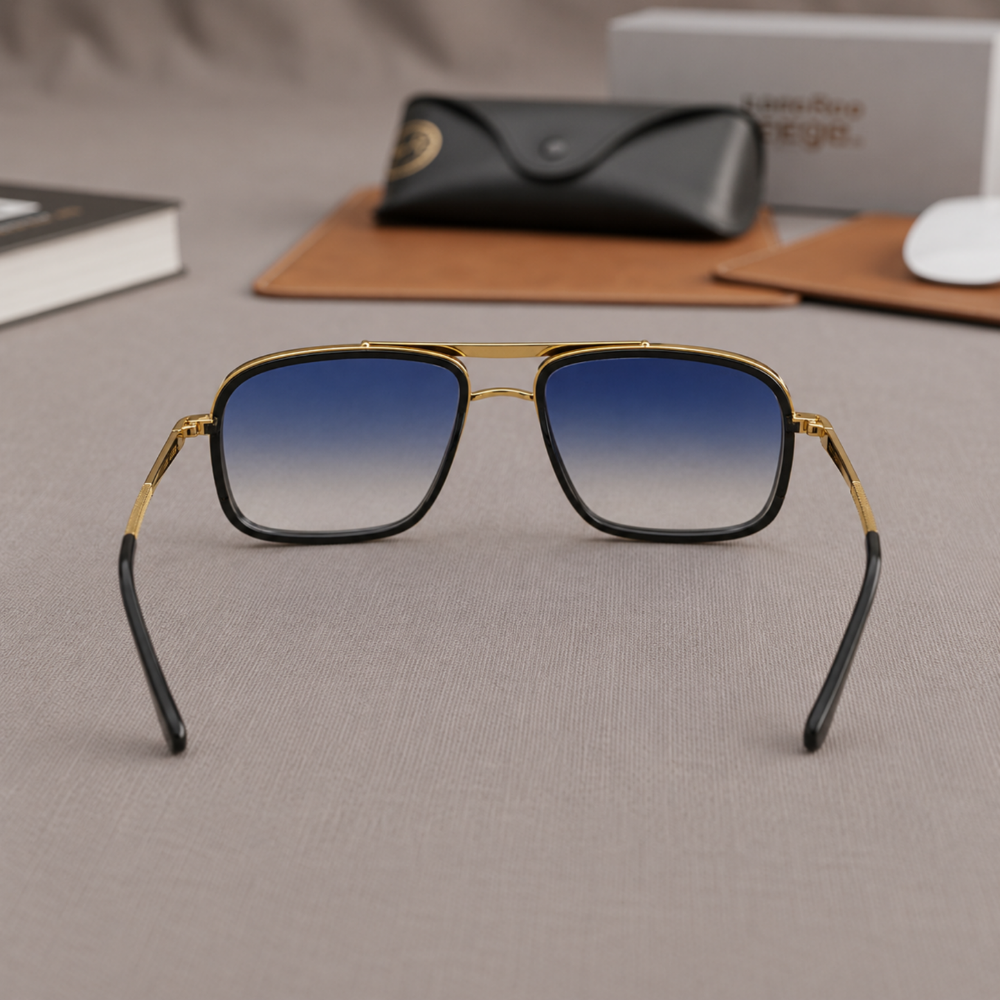Sunglasses For Men With Aqua Blue Shade Glass & Golden Frame 4413 Square Sunglass By Sunglasses Deal