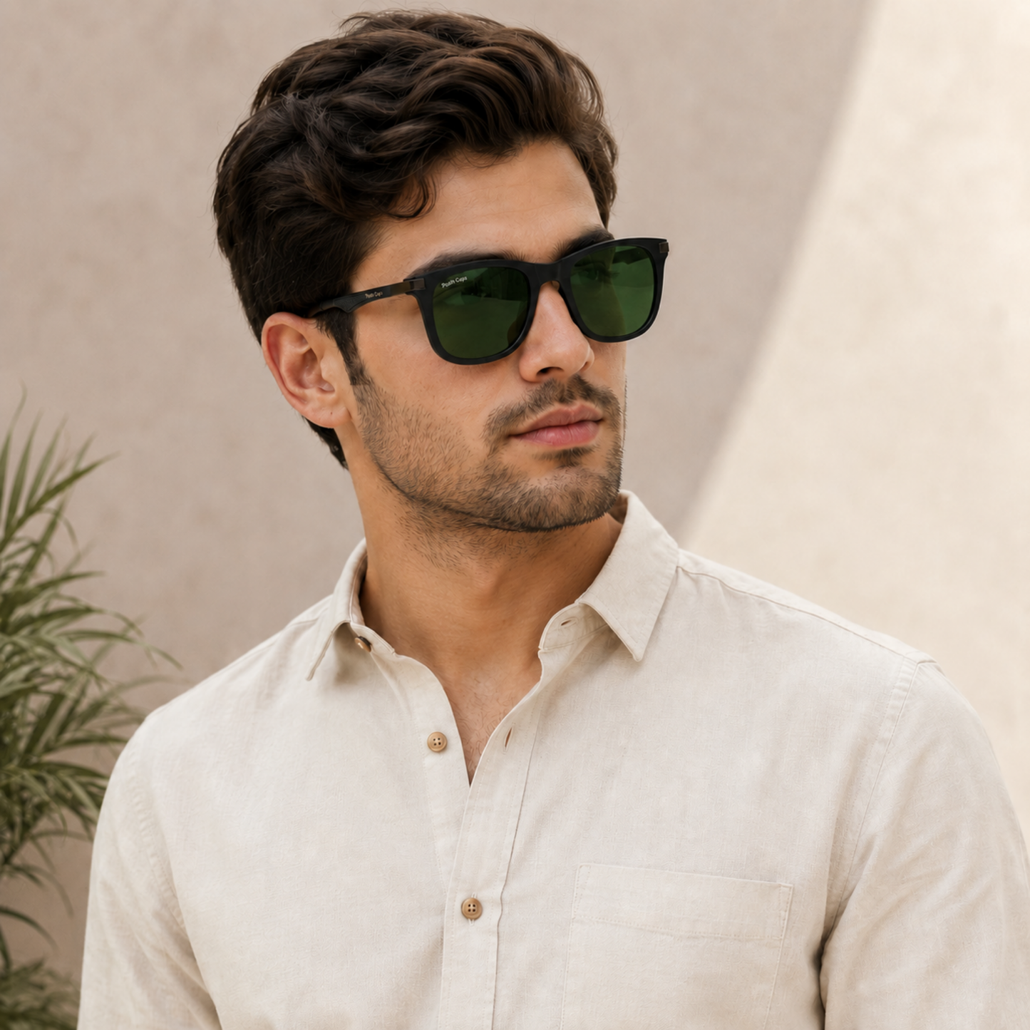 Sunglasses For Men With Green Glass & Black Frame 4287 Square Sunglass By Sunglasses Deal