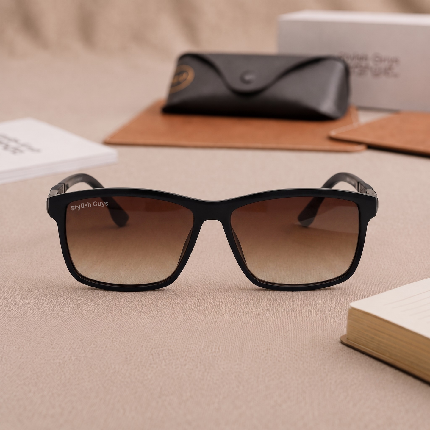 Sunglasses For Men With Brown Shade Glass & Black Frame 4228 Square Sunglass By Sunglasses Deal