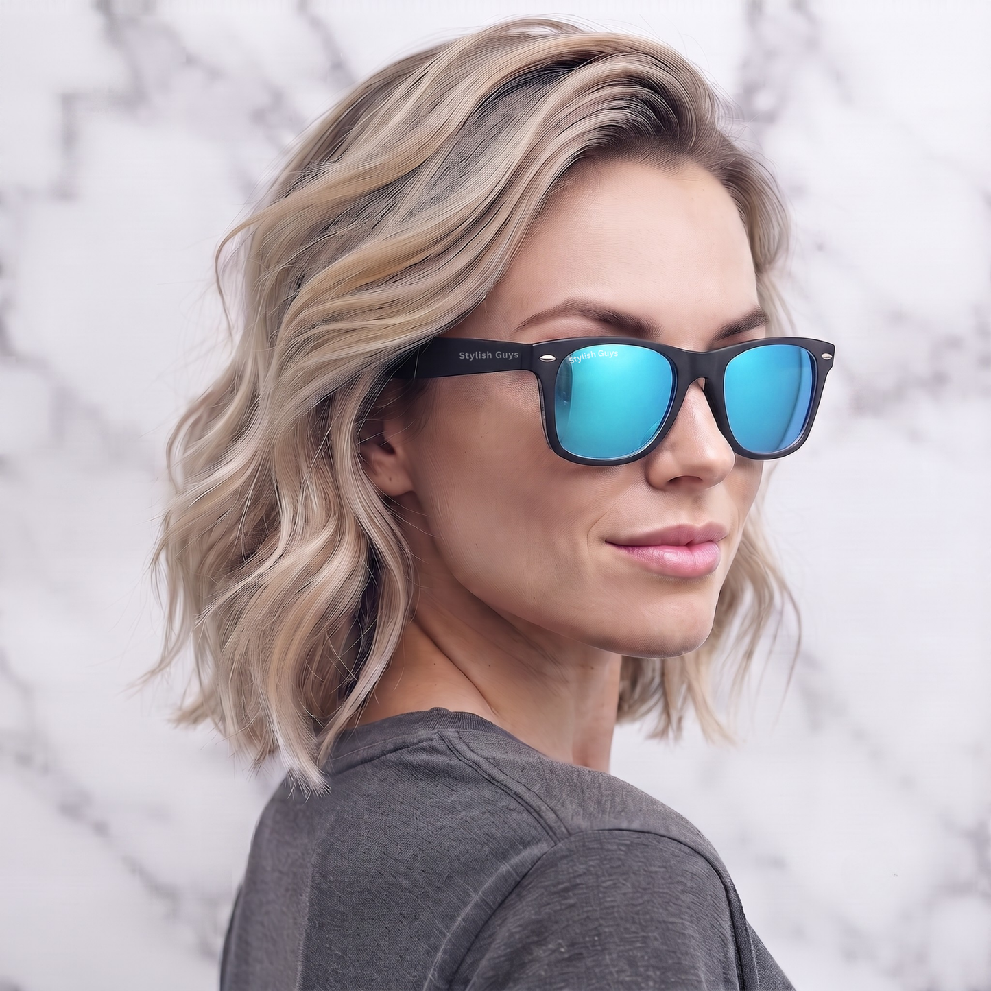 Sunglasses For Men With Aqua Blue Mercury Glass & Black Frame 2140 Wayfarer Sunglass By Sunglasses Deal