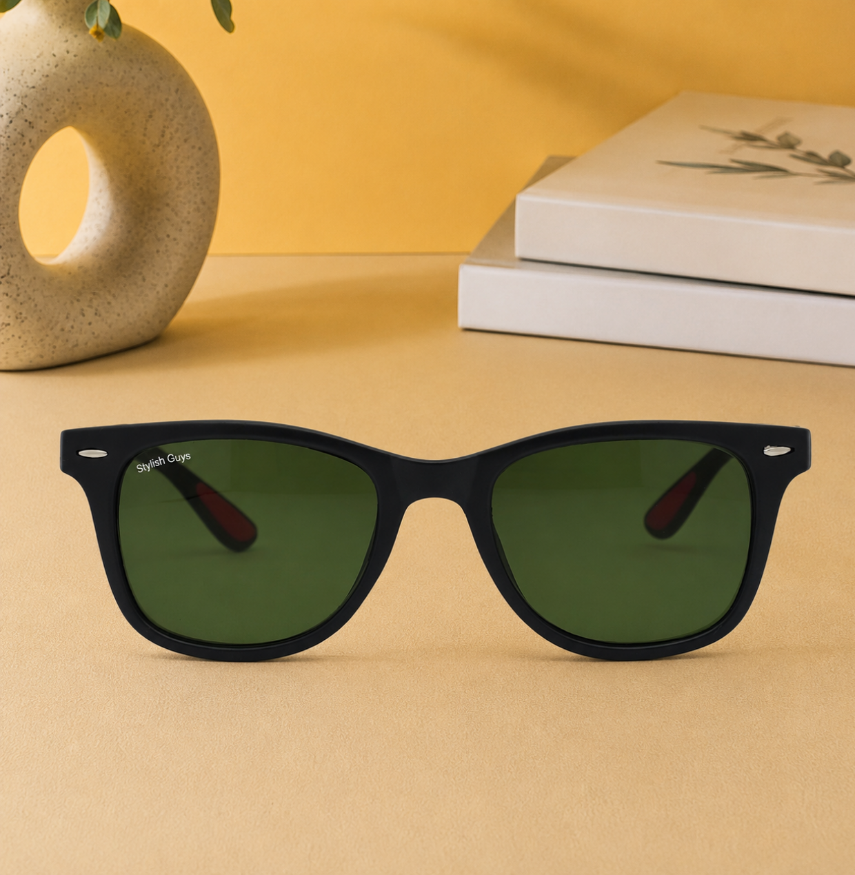 Sunglasses For Men With Green Glass & Black Frame 4195 Square Sunglass By Sunglasses Deal