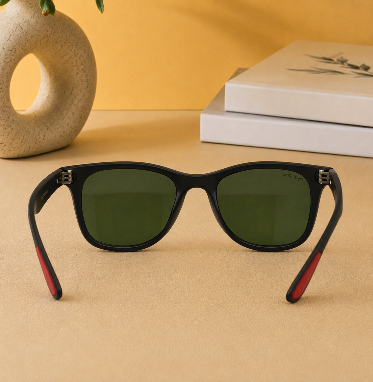 Sunglasses For Men With Green Glass & Black Frame 4195 Square Sunglass By Sunglasses Deal