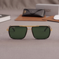 Sunglasses For Men With Green Glass & Golden Frame 4413 Square Sunglass By Sunglasses Deal