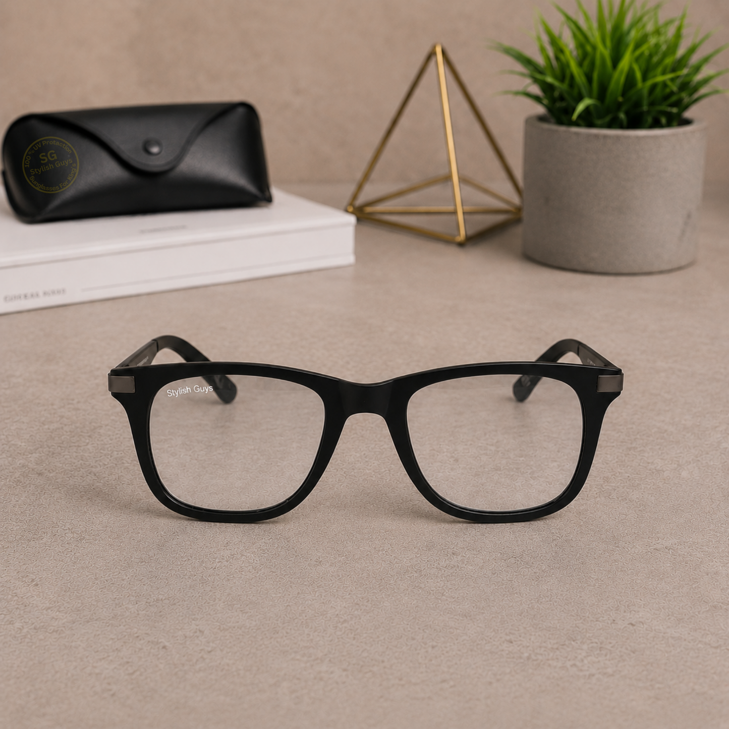 Sunglasses For Men With Clear Glass & Black Frame 4287 Square Sunglass By Sunglasses Deal