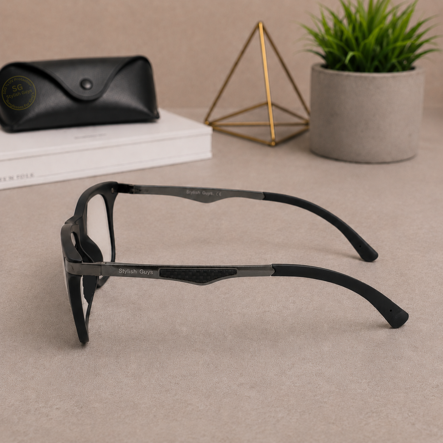 Sunglasses For Men With Clear Glass & Black Frame 4287 Square Sunglass By Sunglasses Deal