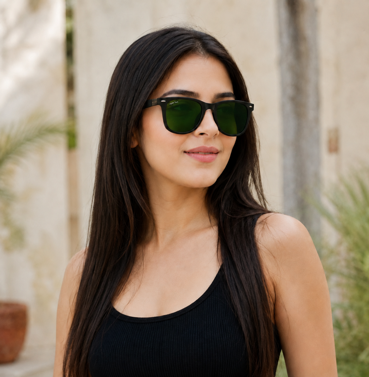 Sunglasses For Men With Green Glass & Black Frame 4195 Square Sunglass By Sunglasses Deal