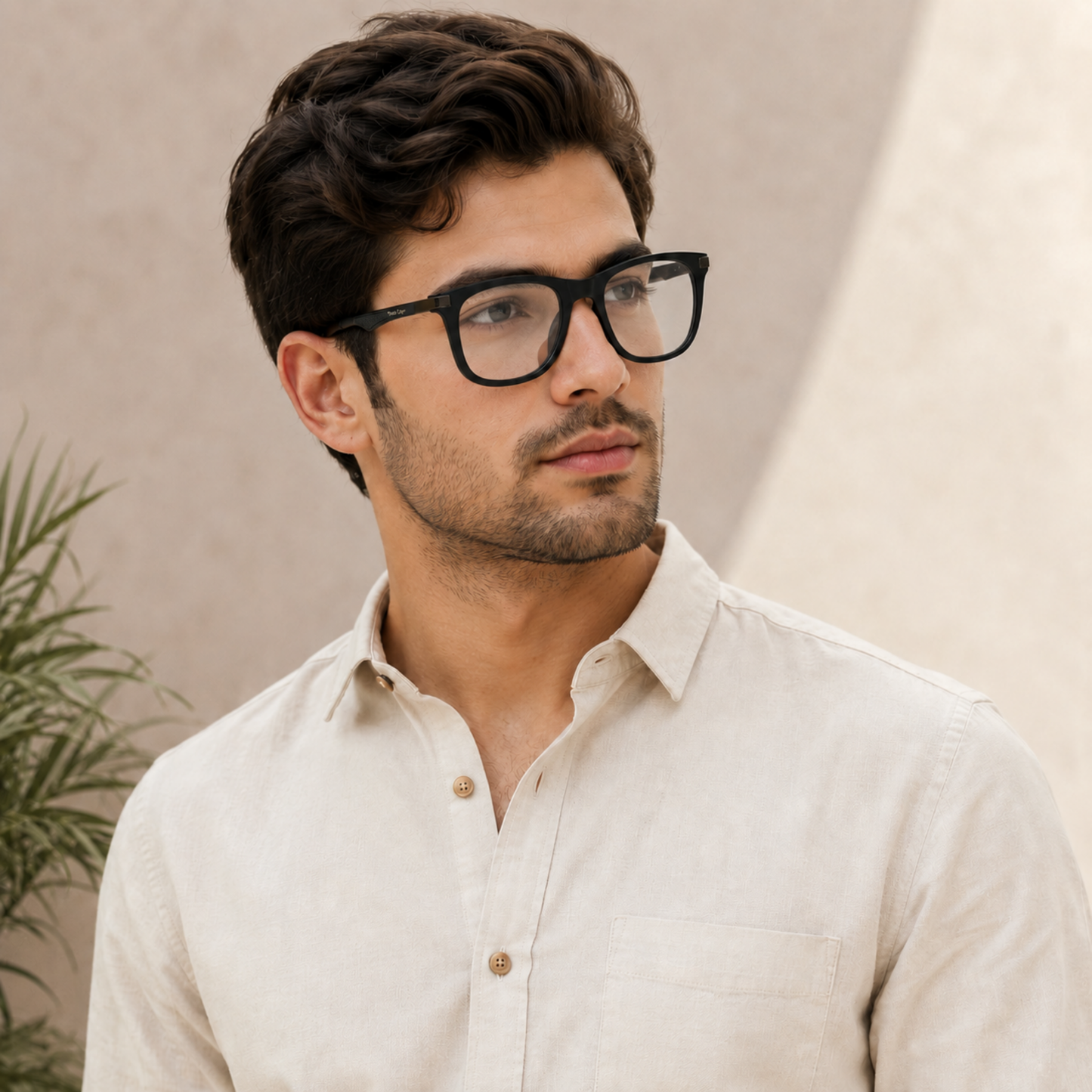 Sunglasses For Men With Clear Glass & Black Frame 4287 Square Sunglass By Sunglasses Deal