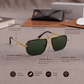 Sunglasses For Men With Green Glass & Golden Frame 4413 Square Sunglass By Sunglasses Deal