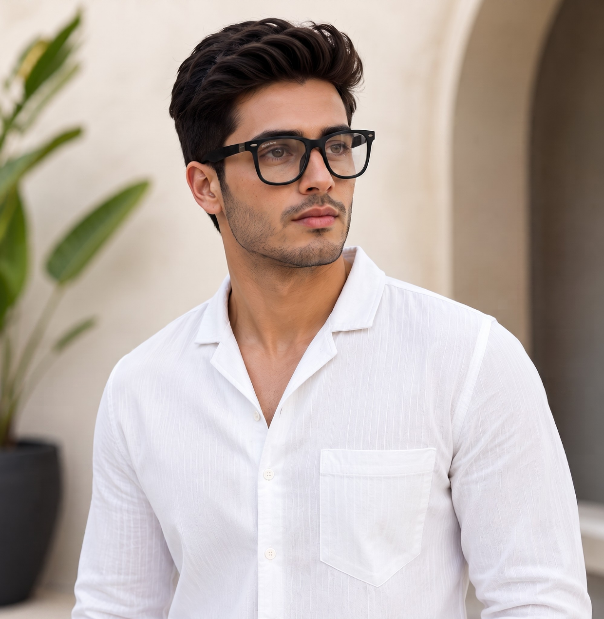 Sunglasses For Men With Clear Glass & Black Frame 4195 Square Sunglass By Sunglasses Deal