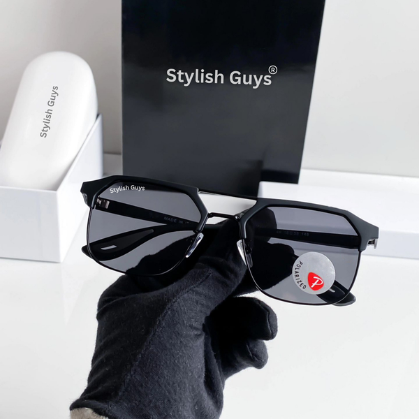 Top Trendy Hot New Stylish Attractive Square Black & Black 04 Evergreen UV Protected Sunglasses For King's Men & Women ( SG-#04 )