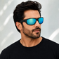 Sunglasses For Men With Aqua Blue Mercury Glass & Black Frame 2053 Sport Sunglass By Sunglasses Deal