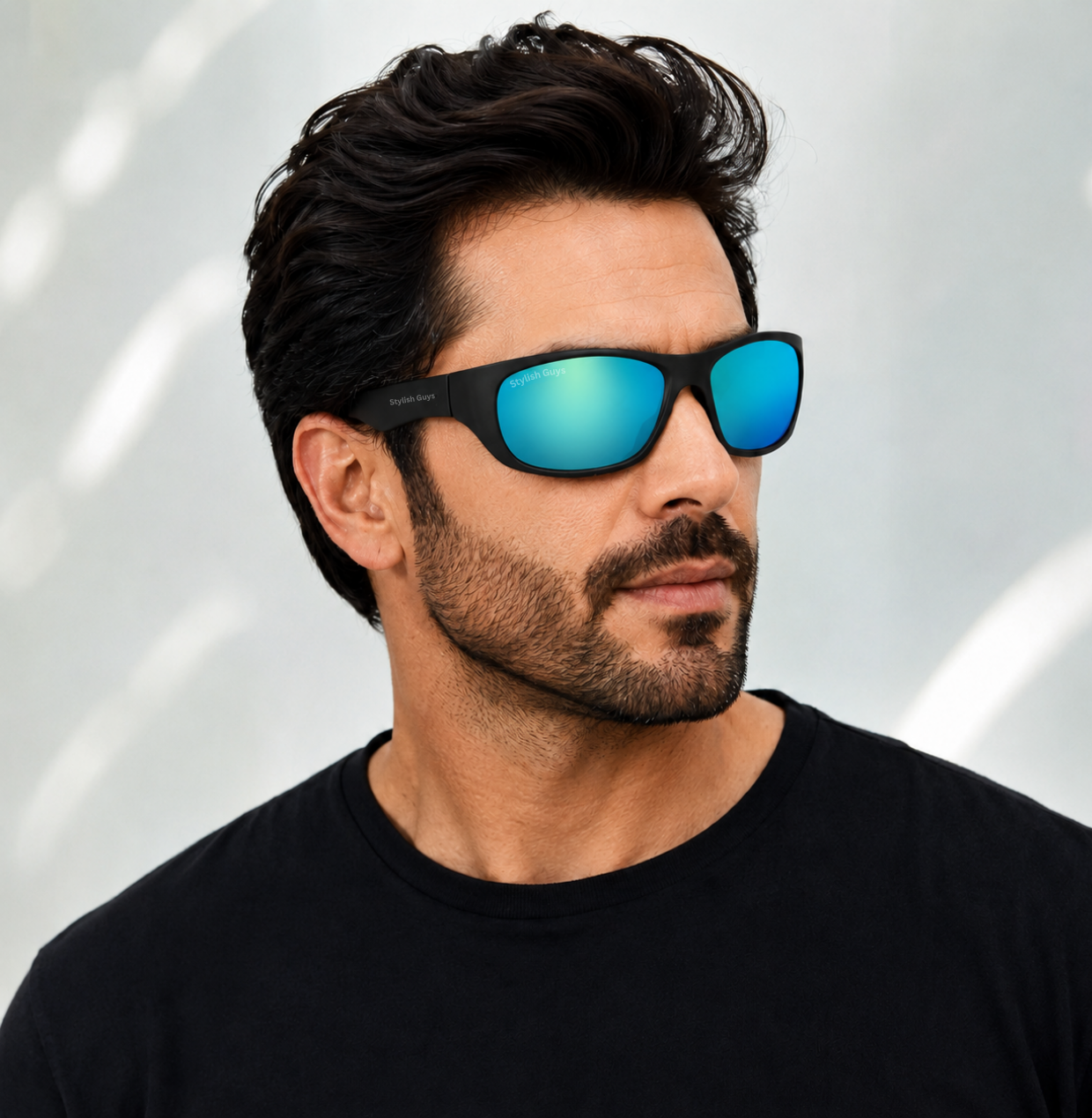Sunglasses For Men With Aqua Blue Mercury Glass & Black Frame 2053 Sport Sunglass By Sunglasses Deal