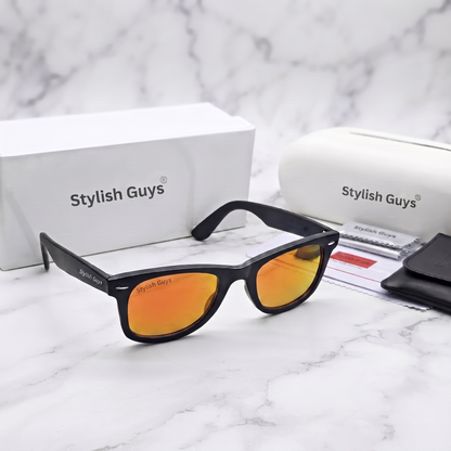 Sunglasses For Men With Orange Mercury Glass & Black Frame 2140 Wayfarer Sunglass By Sunglasses Deal