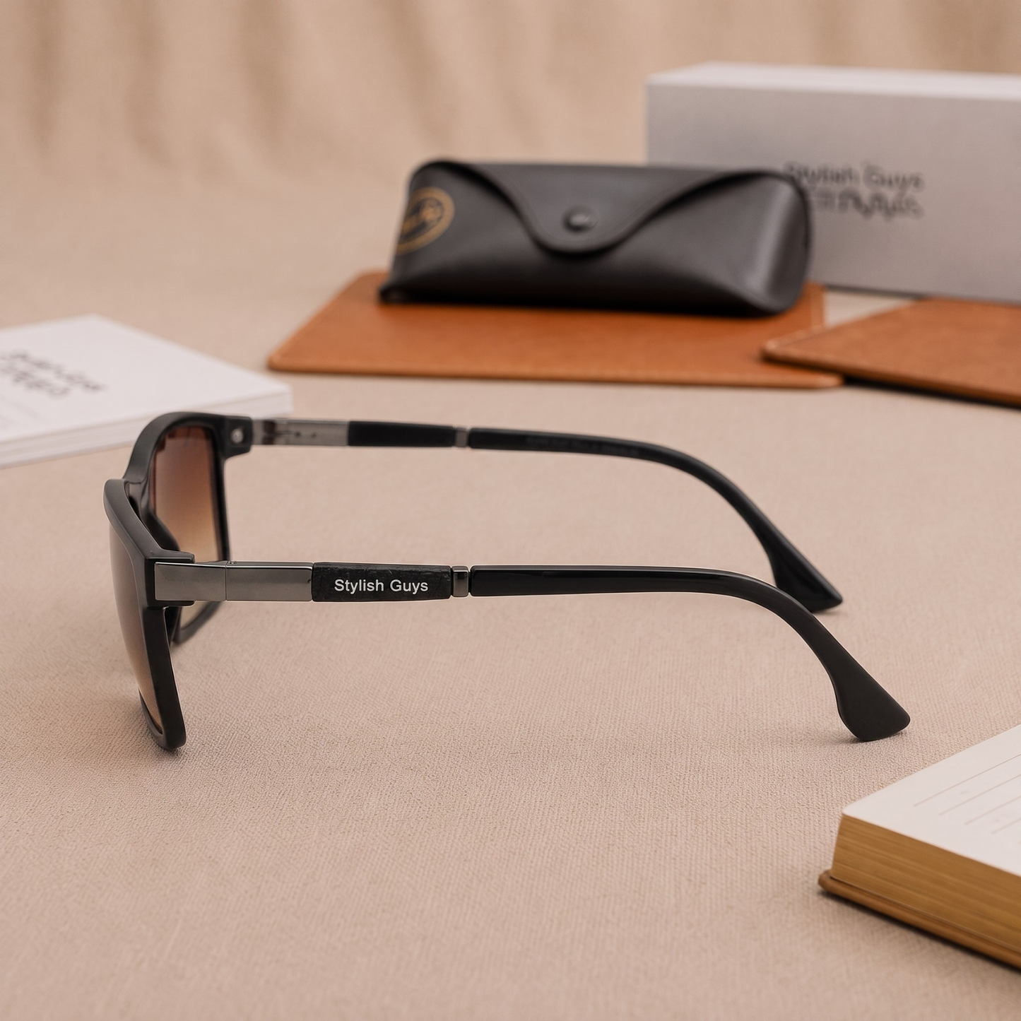Sunglasses For Men With Brown Shade Glass & Black Frame 4228 Square Sunglass By Sunglasses Deal