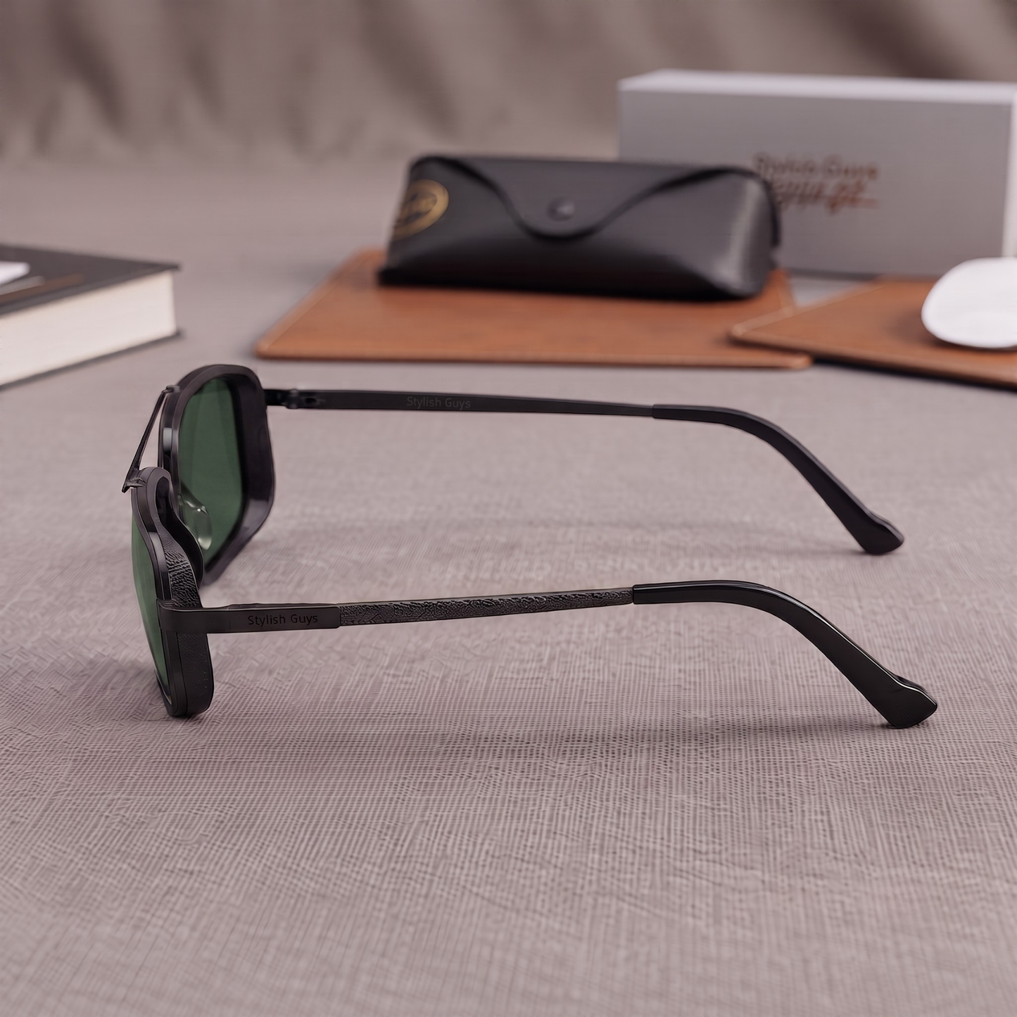 Sunglasses For Men With Green Glass & Black Frame 4413 Square Sunglass By Sunglasses Deal