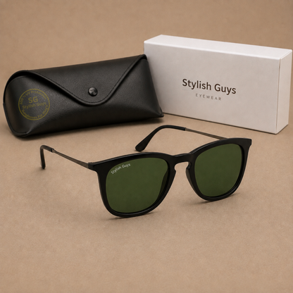 Sunglasses For Men With Green Glass & Black Frame 4221 Square Sunglass By Sunglasses Deal