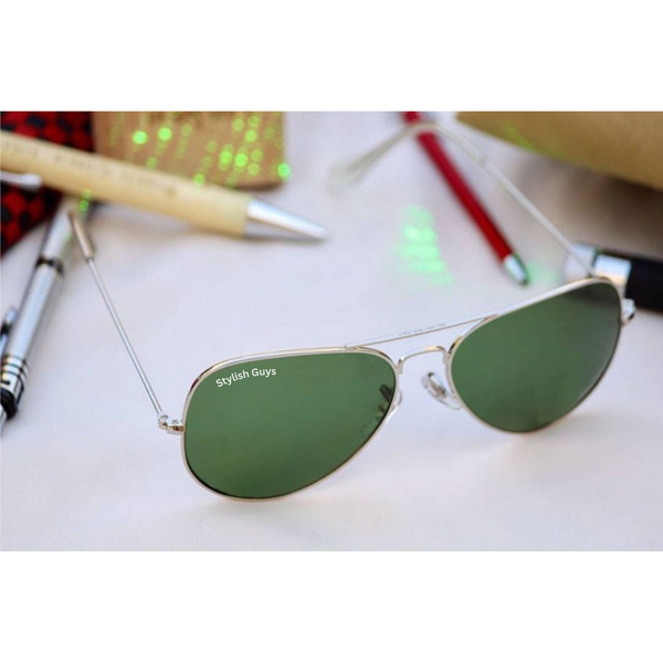 New Fancy Latest Flexible Nosed Trending B2 Green Mirror & Silver Frame Aviator With Metal Frame Hot Favourite Sunglass For Men, Women & Unisex. ( SG - 3026 )