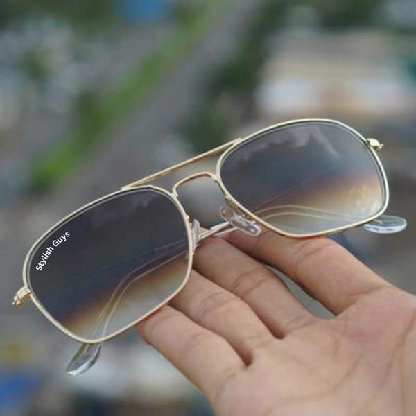 Top Trendy Hot New Stylish Attractive Brown Shade & Golden 3136 Evergreen UV Protected Sunglasses For King's Men & Women