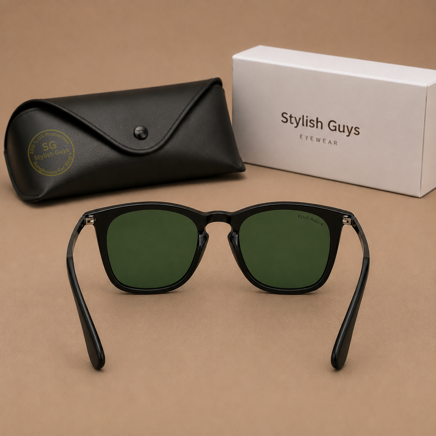 Sunglasses For Men With Green Glass & Black Frame 4221 Square Sunglass By Sunglasses Deal